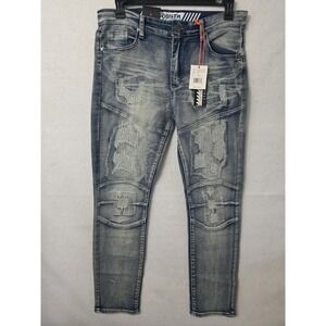 RGSTR men's slim fit  Medium Blue distressed denim jeans  Size 34x30